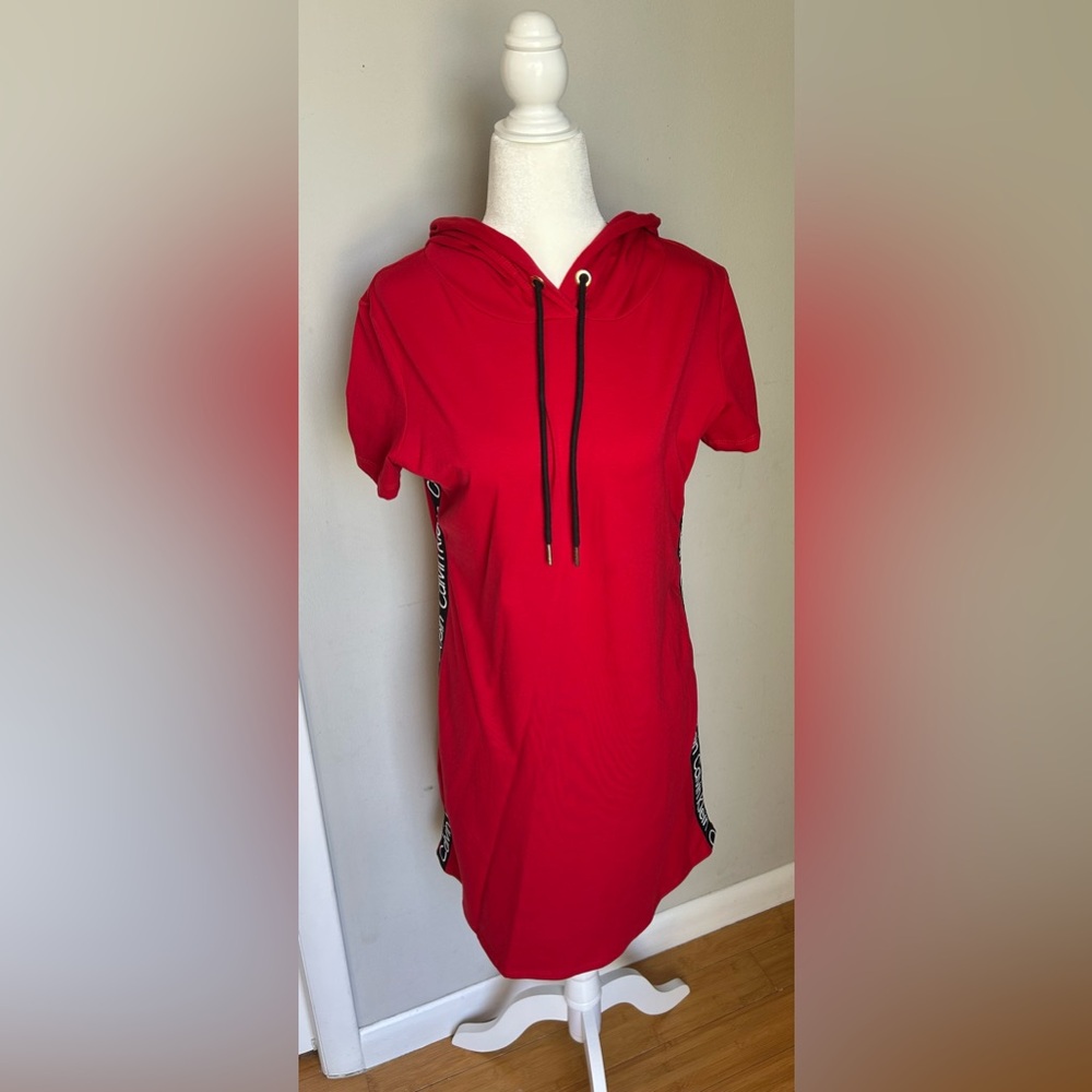 {Calvin Klein} Red Hoodie Dress